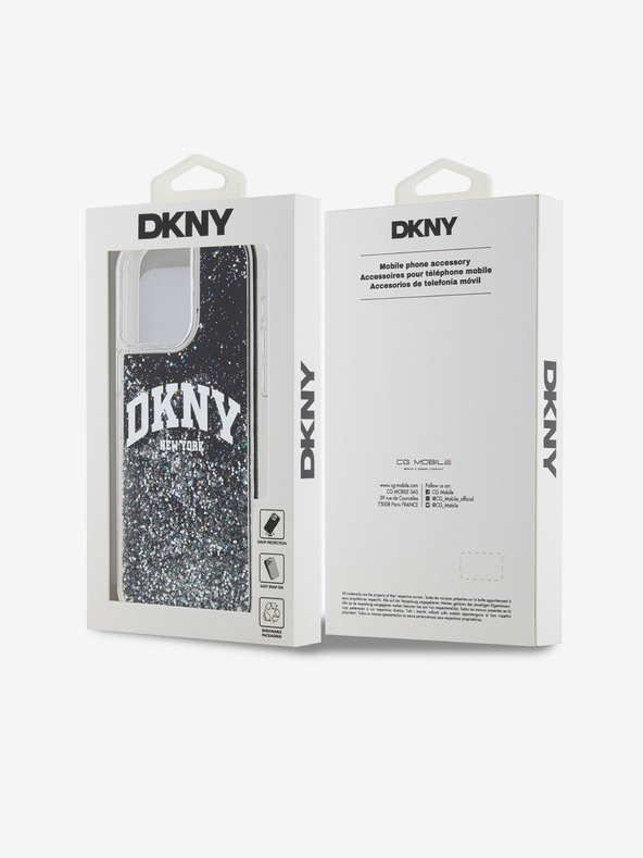 DKNY Stražnja maska ​​s logotipom Liquid Glitter Arch za iPhone 14 Pro crna DKNY