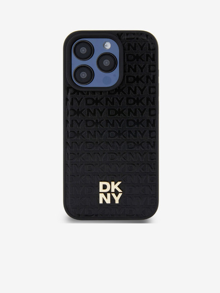 DKNY PU kožna ponovljena šara s logotipom Magsafe stražnja maska ​​za iPhone 15 Pro Max crna DKNY