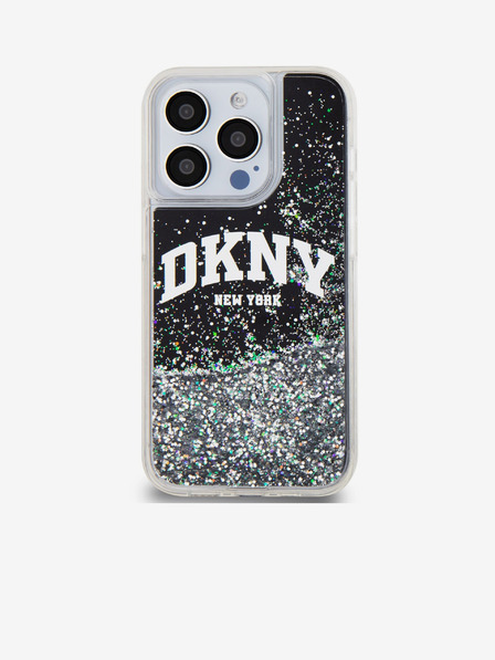 DKNY Stražnja maska ​​s logotipom Liquid Glitter Arch za iPhone 15 Pro crna DKNY