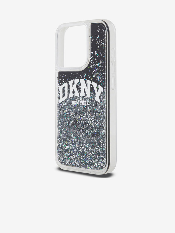 DKNY Stražnja maska ​​s logotipom Liquid Glitter Arch za iPhone 15 Pro crna DKNY
