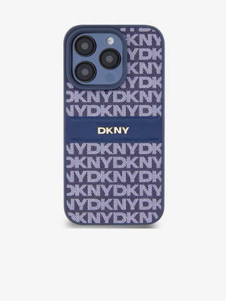 DKNY PU kožna stražnja maska ​​s ponavljajućim uzorkom u tonskim prugama za iPhone 14 Pro Max plava DKNY