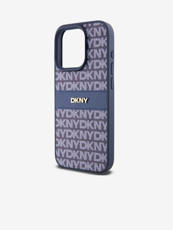 DKNY PU kožna stražnja maska ​​s ponavljajućim uzorkom u tonskim prugama za iPhone 14 Pro Max plava DKNY