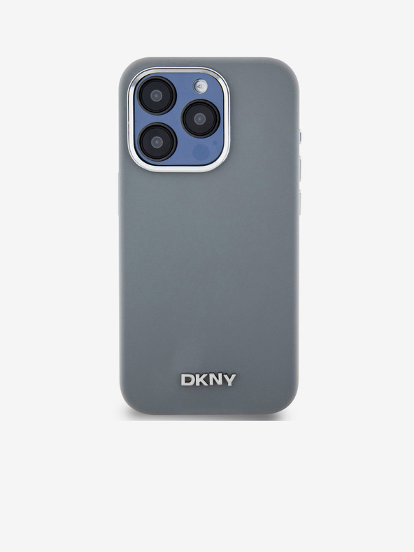 DKNY Liquid Silicone Silver Metal Logo Magsafe stražnja maska ​​za iPhone 15 Pro siva DKNY