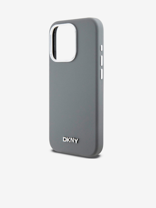 DKNY Liquid Silicone Silver Metal Logo Magsafe stražnja maska ​​za iPhone 15 Pro siva DKNY