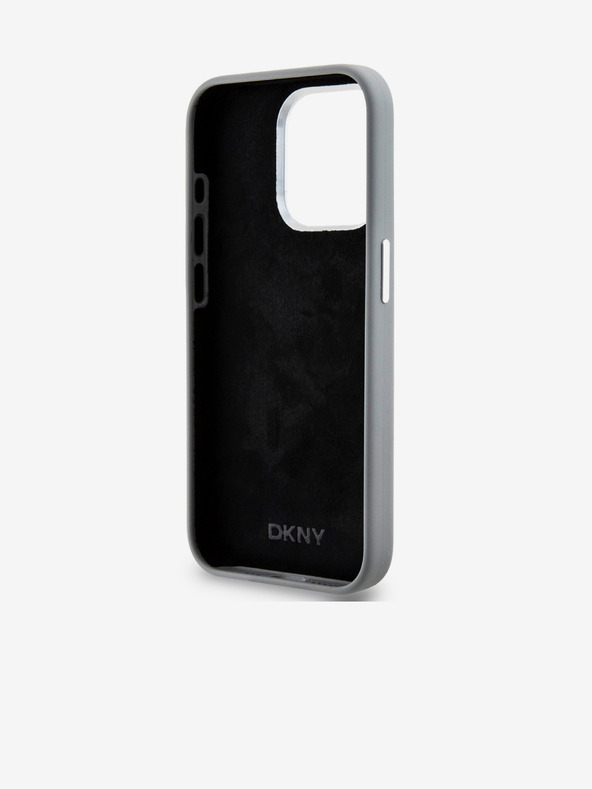 DKNY Liquid Silicone Silver Metal Logo Magsafe stražnja maska ​​za iPhone 15 Pro siva DKNY