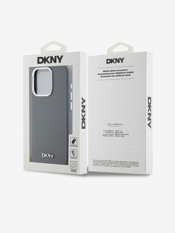 DKNY Liquid Silicone Silver Metal Logo Magsafe stražnja maska ​​za iPhone 15 Pro siva DKNY