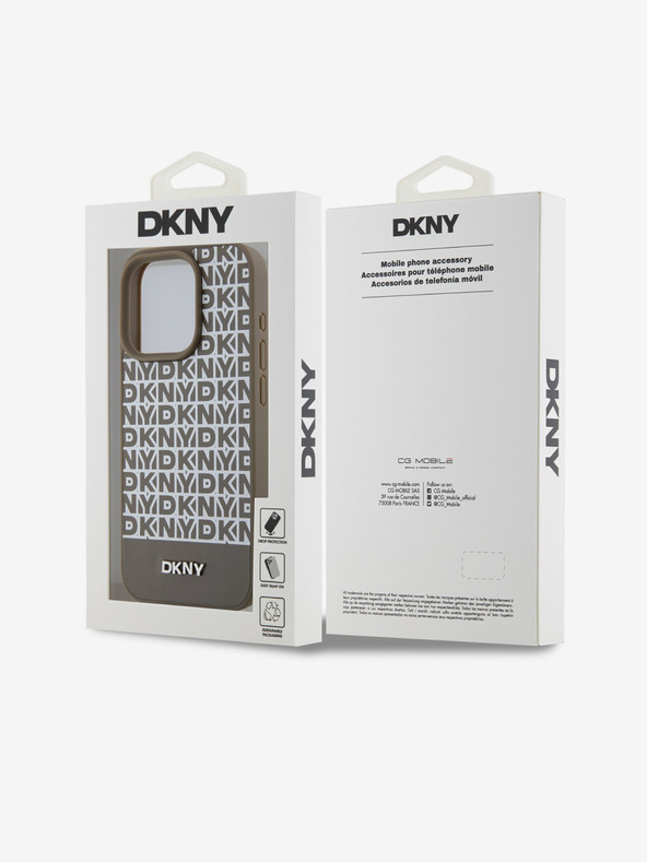 DKNY PU kožna donja traka s ponavljajućim uzorkom MagSafe stražnja maska ​​za iPhone 14 Pro smeđa DKNY