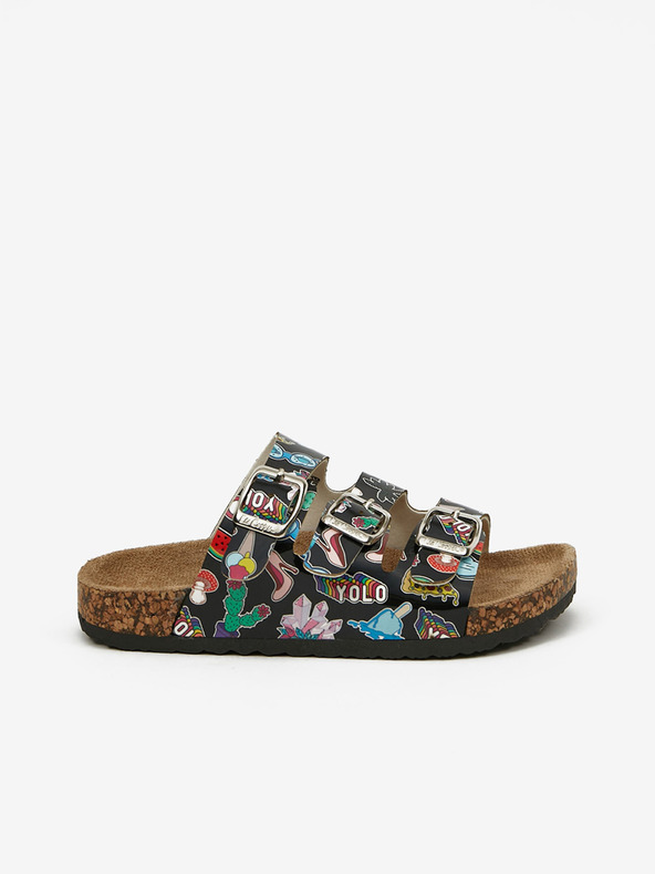 Lee Cooper Lee Cooper djevojačke crne papuče s uzorkom