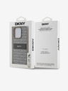 DKNY PU kožna stražnja maska ​​s ponavljajućim uzorkom u tonskim prugama za iPhone 15 Pro Max bež DKNY