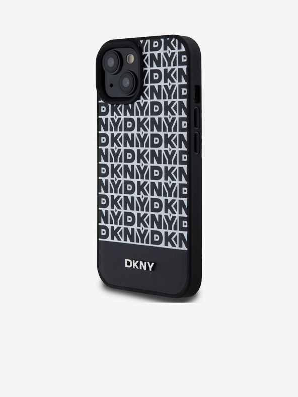 DKNY PU kožna donja traka s ponavljajućim uzorkom MagSafe stražnja maska ​​za iPhone 15 crna DKNY