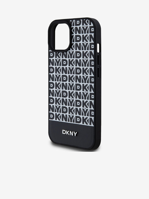DKNY PU kožna donja traka s ponavljajućim uzorkom MagSafe stražnja maska ​​za iPhone 15 crna DKNY
