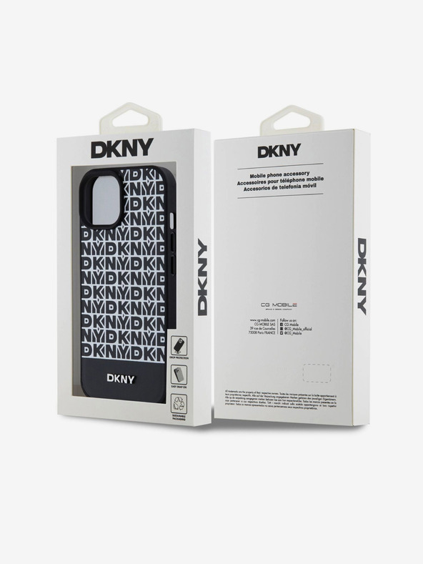 DKNY PU kožna donja traka s ponavljajućim uzorkom MagSafe stražnja maska ​​za iPhone 15 crna DKNY