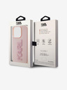 Karl Lagerfeld 3D gumeni svjetlucavi logotip Karl stražnja maska ​​za iPhone 15 Pro Max Pink Karl Lagerfeld
