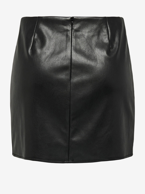 ONLY Crna ženska mini suknja od umjetne kože ONLY Leni