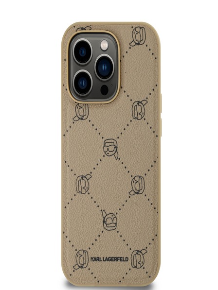 Karl Lagerfeld PU Karl Heads Pattern Magsafe stražnja maska ​​za iPhone 14 Pro Max Beige Karl Lagerfeld