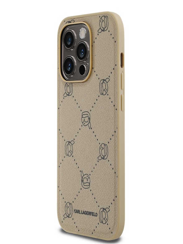 Karl Lagerfeld PU Karl Heads Pattern Magsafe stražnja maska ​​za iPhone 14 Pro Max Beige Karl Lagerfeld