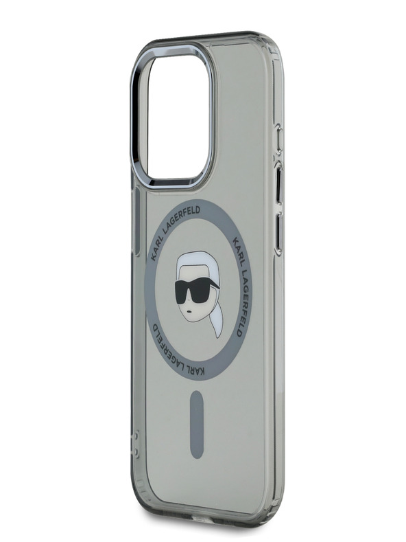 Karl Lagerfeld Karl Lagerfeld IML Karl Head metalni okvir MagSafe stražnja maska ​​za iPhone 15 Pro Max crna