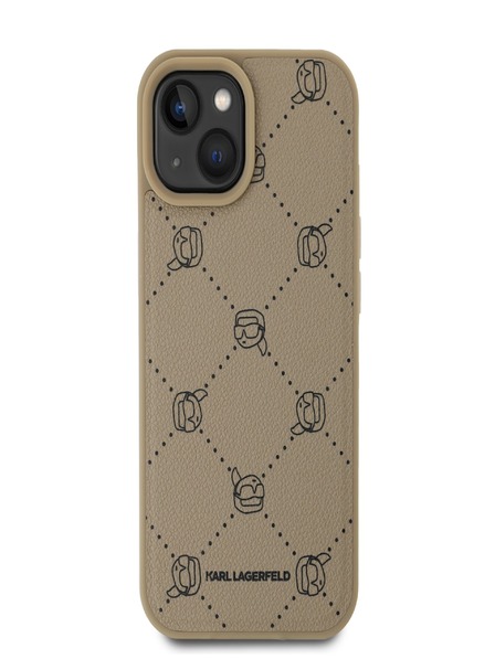 Karl Lagerfeld PU Karl Heads Pattern Magsafe stražnja maska ​​za iPhone 15 Beige Karl Lagerfeld