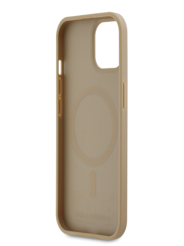 Karl Lagerfeld PU Karl Heads Pattern Magsafe stražnja maska ​​za iPhone 15 Beige Karl Lagerfeld