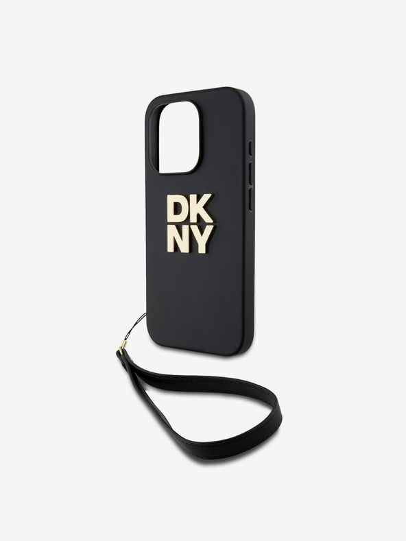 DKNY PU kožna stražnja maska ​​s logotipom narukvice za iPhone 15 Pro Max crna DKNY