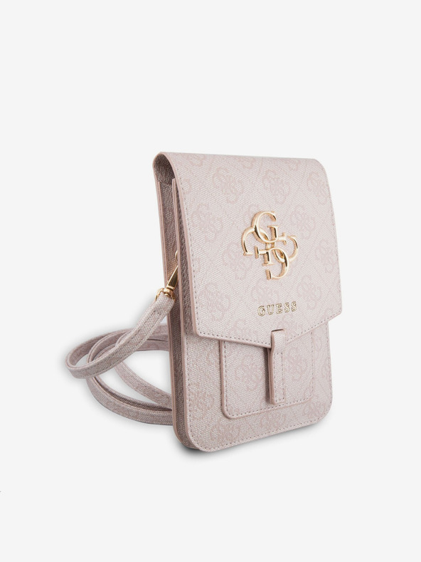 Guess Guess PU 4G metalna telefonska torba s logotipom, ružičasta