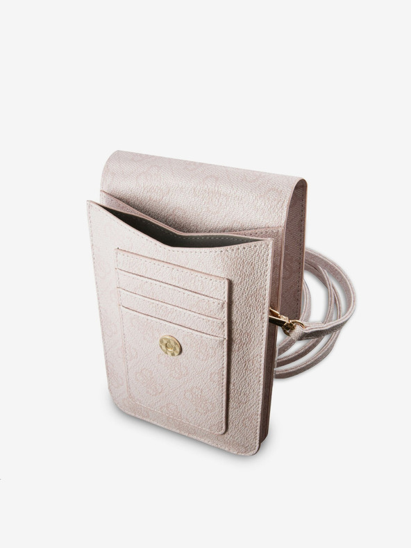 Guess Guess PU 4G metalna telefonska torba s logotipom, ružičasta