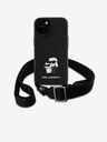 Karl Lagerfeld Metalna stražnja maska ​​Karl Lagerfeld Saffiano Crossbody Strap Karl and Choupette za iPhone 15 crna