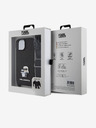 Karl Lagerfeld Metalna stražnja maska ​​Karl Lagerfeld Saffiano Crossbody Strap Karl and Choupette za iPhone 15 crna