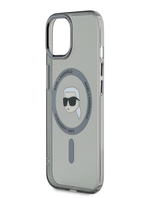 Karl Lagerfeld Karl Lagerfeld IML Karl Head metalni okvir MagSafe stražnja maska ​​za iPhone 15 crna
