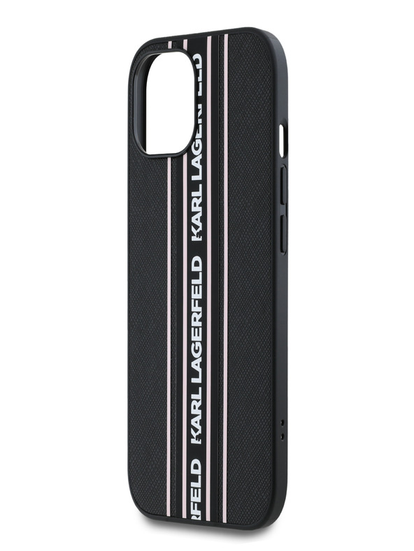 Karl Lagerfeld PU Saffiano Athleisure Stripe and Strap Back Cover za iPhone 15 Pink Karl Lagerfeld