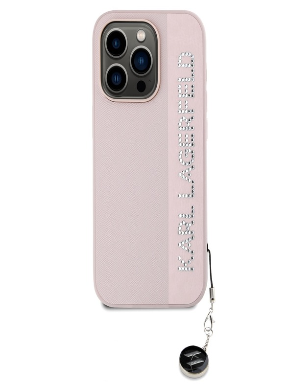 Karl Lagerfeld Karl Lagerfeld PU Saffiano Rhinestone Charm stražnja maska ​​za iPhone 15 Pro Pink