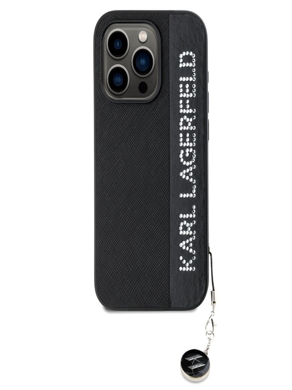 Karl Lagerfeld Karl Lagerfeld PU Saffiano Rhinestone Charm stražnja maska ​​za iPhone 15 Pro Max crna