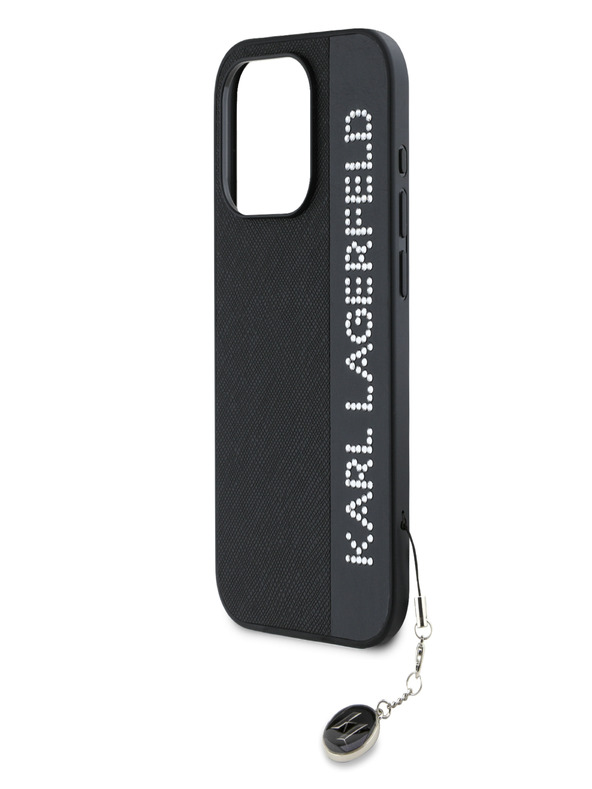 Karl Lagerfeld Karl Lagerfeld PU Saffiano Rhinestone Charm stražnja maska ​​za iPhone 15 Pro Max crna