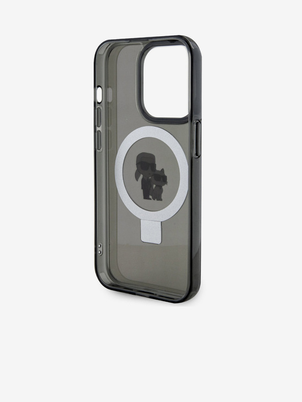 Karl Lagerfeld Ringstand Karl and Choupette MagSafe stražnja maska ​​za iPhone 15 Pro crna Karl Lagerfeld