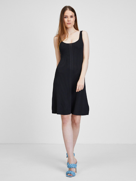 Guess Crna ženska rebrasta haljina Guess Lucille