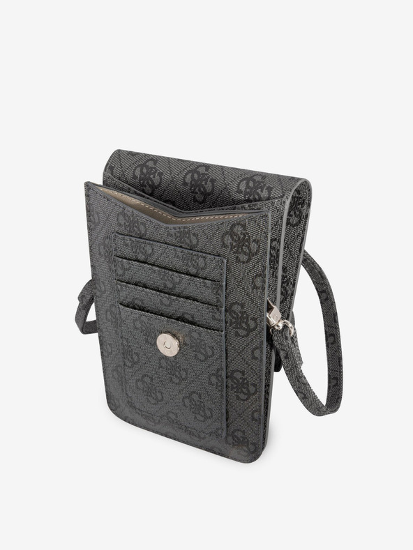 Guess Guess PU 4G telefonska torba s trokutastim logotipom, crna