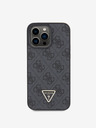 Guess PU 4G Strass Triangle Metal Logo Zadní Kryt pro iPhone 15 Pro Max Black Etui za telefon