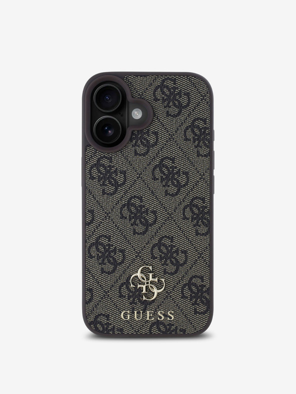 Guess Guess PU 4G mali metalni logotip MagSafe stražnja maska ​​za iPhone 16 smeđa