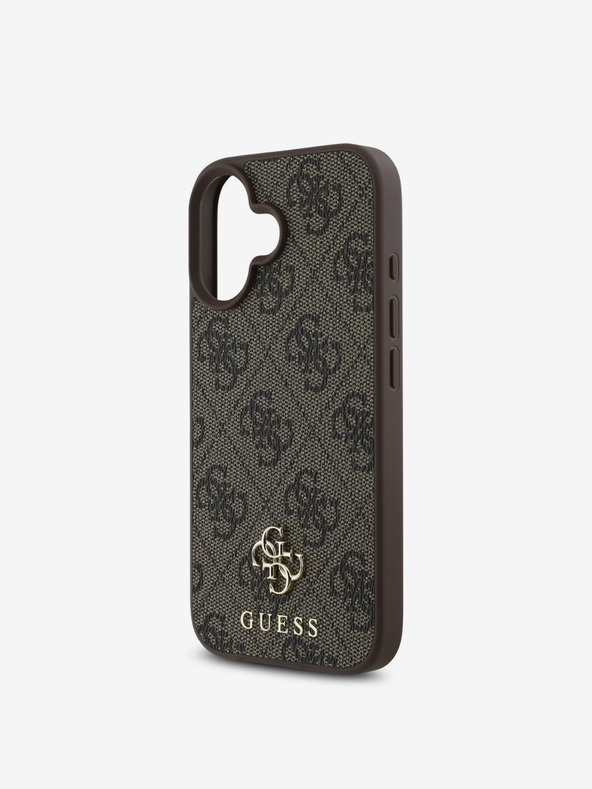Guess Guess PU 4G mali metalni logotip MagSafe stražnja maska ​​za iPhone 16 smeđa