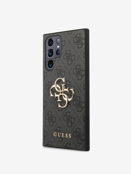 Guess PU 4G Metal Logo Zadní Kryt pro Samsung Galaxy S23 Ultra Grey Etui za telefon