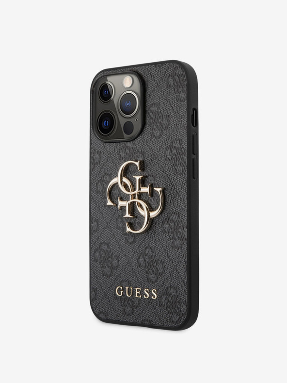 Guess Stražnja maska ​​Guess PU 4G s metalnim logotipom za iPhone 13 Pro Max siva