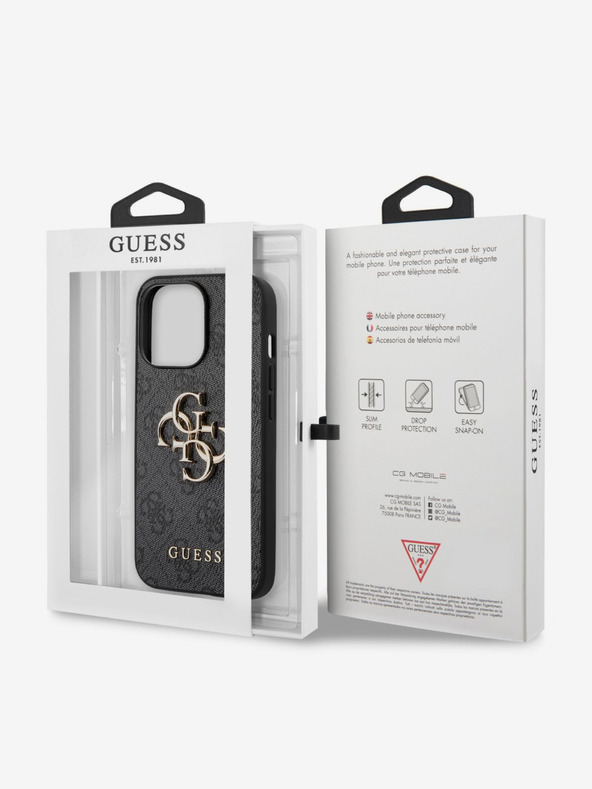 Guess Stražnja maska ​​Guess PU 4G s metalnim logotipom za iPhone 13 Pro Max siva