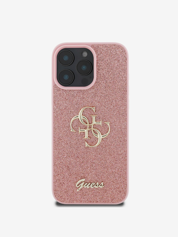 Guess Stražnja maska ​​Guess PU s fiksnim svjetlucavim 4G metalnim logotipom za iPhone 16 Pro, ružičasta