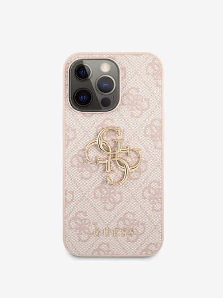 Guess Stražnja maska ​​Guess PU 4G s metalnim logotipom za iPhone 13 Pro Pink