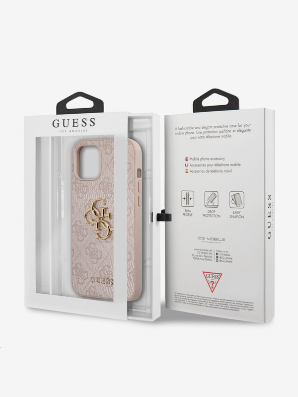 Guess Stražnja maska ​​Guess PU 4G s metalnim logotipom za iPhone 12 Pro Max Pink