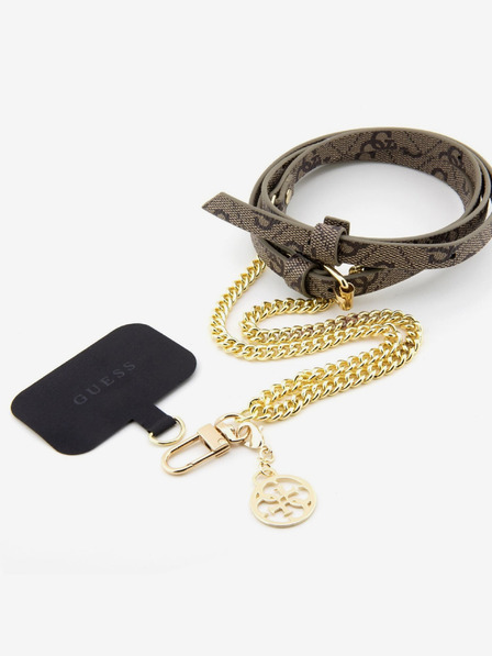 Guess Guess remen za preko ramena PU 4G lančić sa šarmom zlatno/smeđe boje