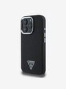 Guess Stražnja maska ​​Guess PU zrnatog trokuta s logotipom za iPhone 16 Pro crna