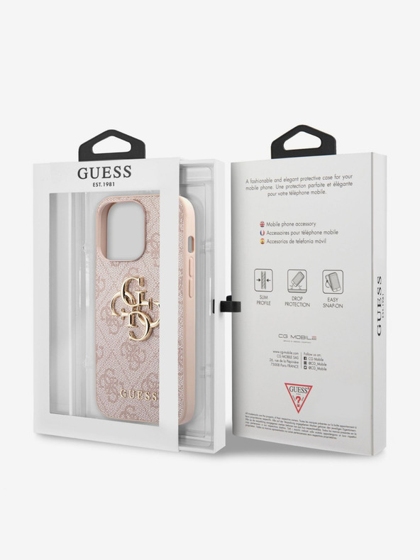Guess Stražnja maska ​​Guess PU 4G s metalnim logotipom za iPhone 13 Pro Max Pink
