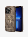Guess Stražnja maska ​​Guess PU 4G s metalnim logotipom za iPhone 15 Pro smeđa