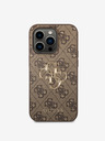 Guess Stražnja maska ​​Guess PU 4G s metalnim logotipom za iPhone 15 Pro smeđa